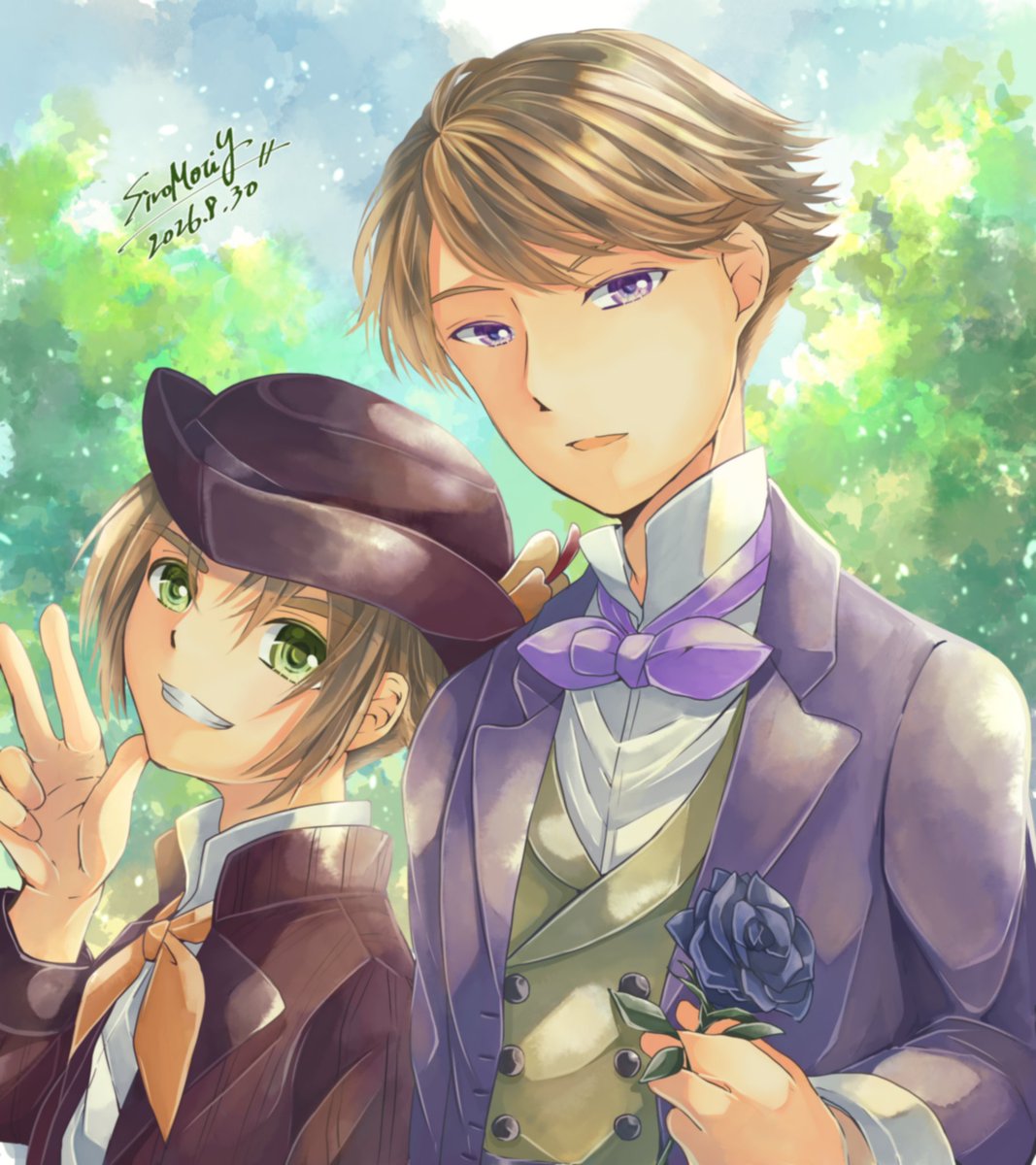 SiroMoti_Y's tweet photo. 【去る夏、来る秋】
今更ですが人気投票お疲れ様でした(*･ω･)*_ _)ﾍﾟｺﾘ
グラバザは兄弟セットで推してます、よろしく‼️‼️
#グラバザ　#ユリス　#ディルカ https://t.co/LZhXrLDd99