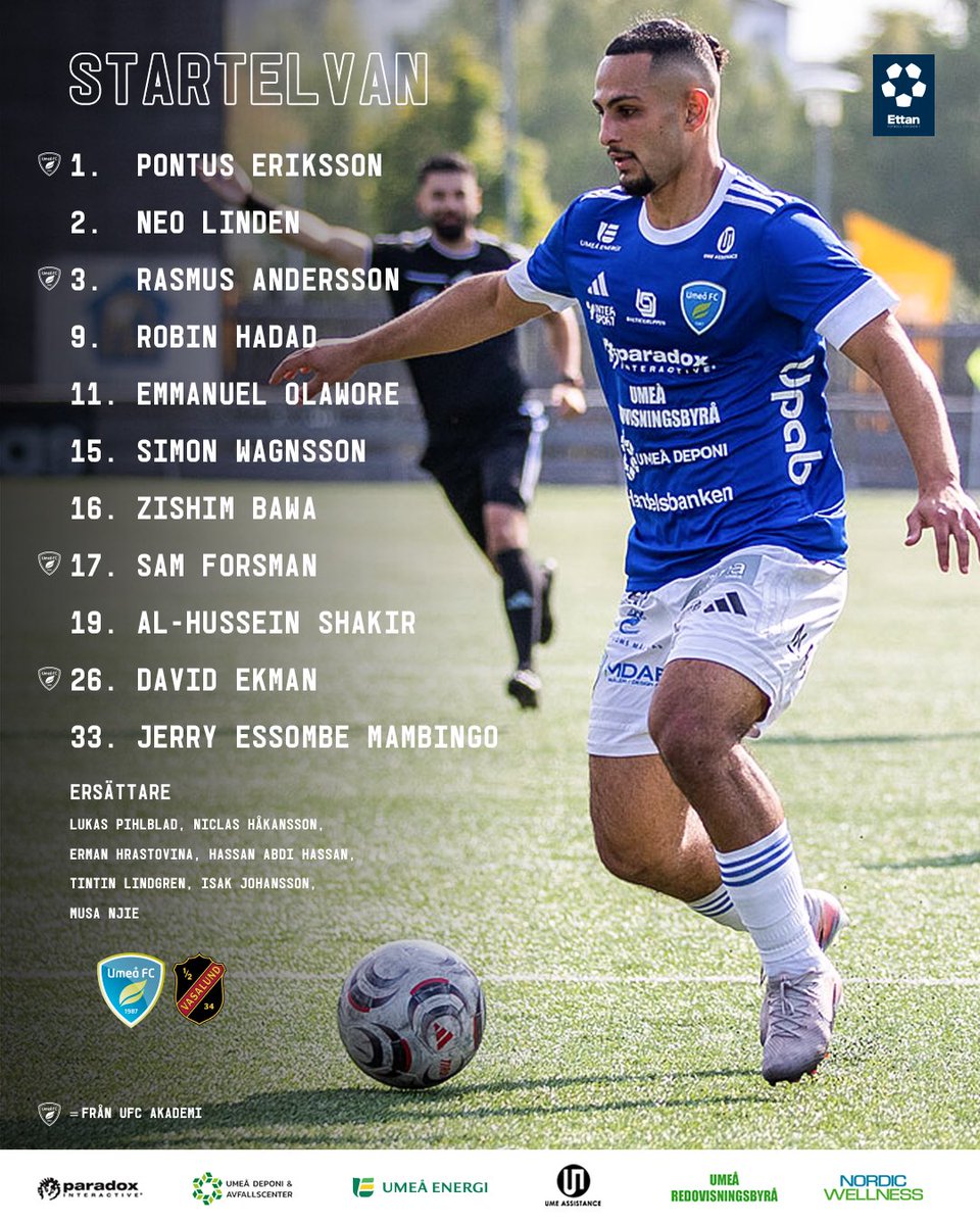 UmeaFC's tweet photo. Dagens startelva mot Vasalund 📋
#UFCVIF #FörUmeå https://t.co/LXdEcGPxma