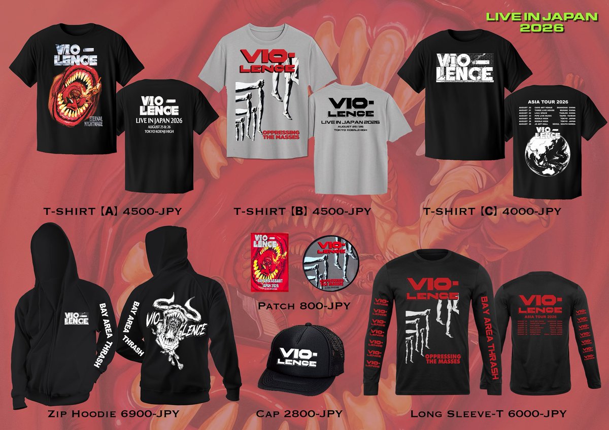 chrosh_bookings's tweet photo. 【グッズ情報】
 VIO-LENCE来日公演グッズの事後通販開始しました！
9月2日までの受付になります✅
ご注文はコチラから💁‍♀️
https://t.co/TNz8D0RT40

既に発送でご注文いただいたお客様にも9月15日頃までに順次発送させていただきます📮
お届けまで今しばらくお待ちいただけると幸いです。
宜しくお願い致します‼️
