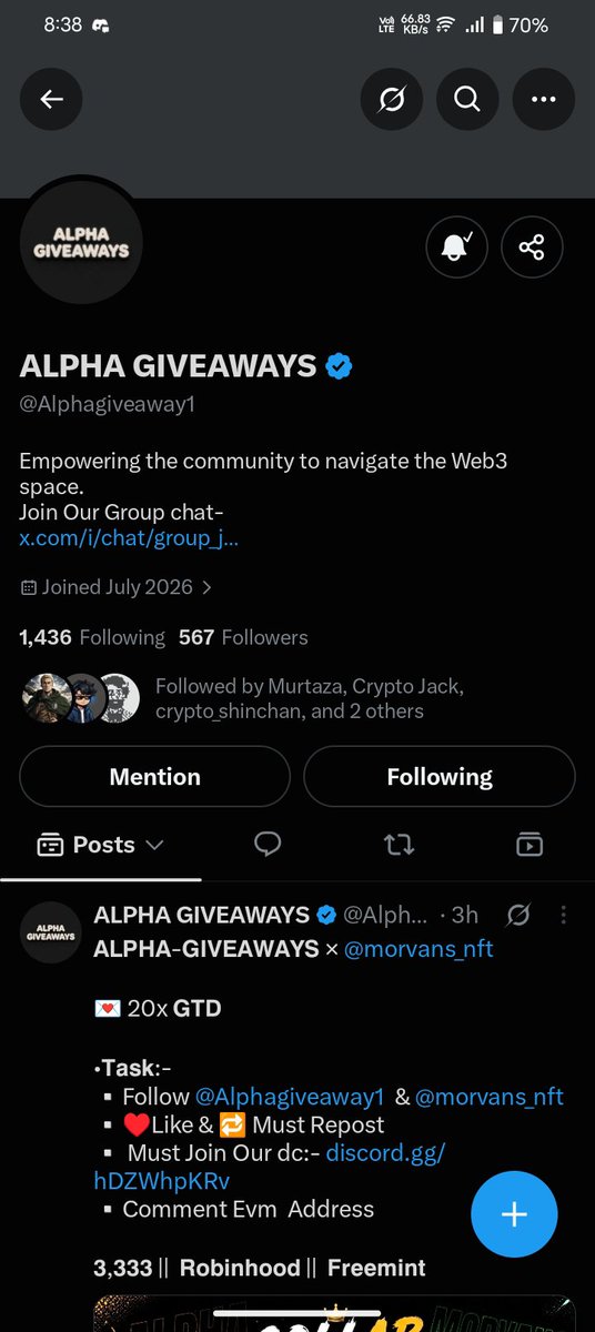 Web3liinaa's tweet photo. @Alphagiveaway1 @morvans_nft 0x3B32de27Bd7e62895f6319387d0808ec4e6C1952 https://t.co/XGINtjpLJH