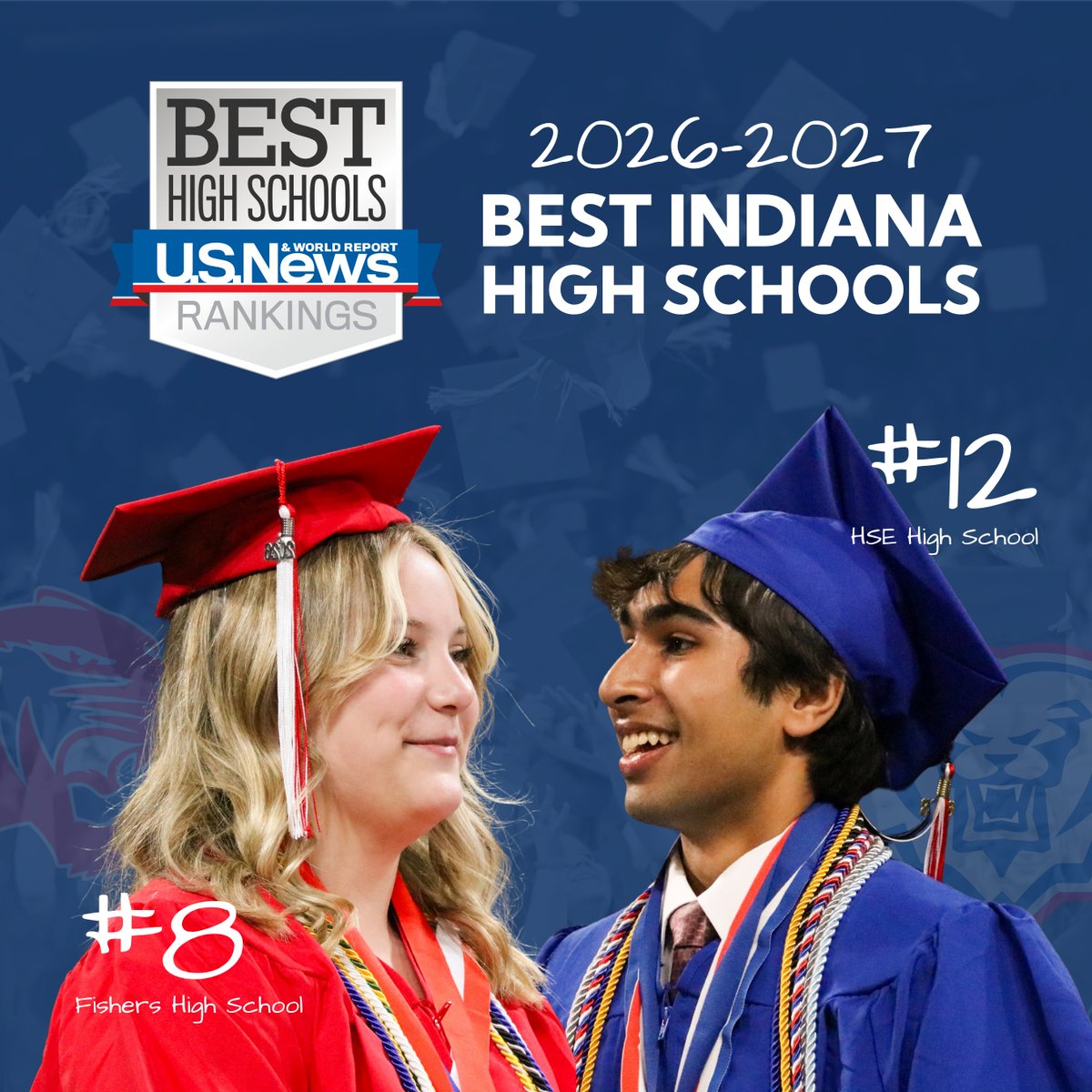 HSESchools's tweet photo. Two high schools. More reasons to celebrate! 🎉

Fishers High School ranks No. 8 in Indiana and No. 428 nationally, while Hamilton Southeastern High School ranks No. 12 in Indiana and No. 736 nationally in the latest U.S. News rankings. #ExcellenceStartsHere #StoryWorthTelling

Read more: https://t.co/s4AFo5CUBs