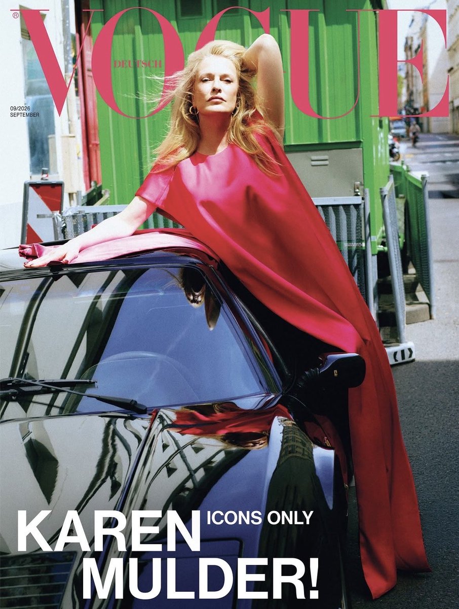 saintdemie's tweet photo. 31 years after her 1995 vogue paris cover, karen mulder returns on the cover of vogue germany’s september 2026 issue ❤️ https://t.co/mgUCZCca9v
