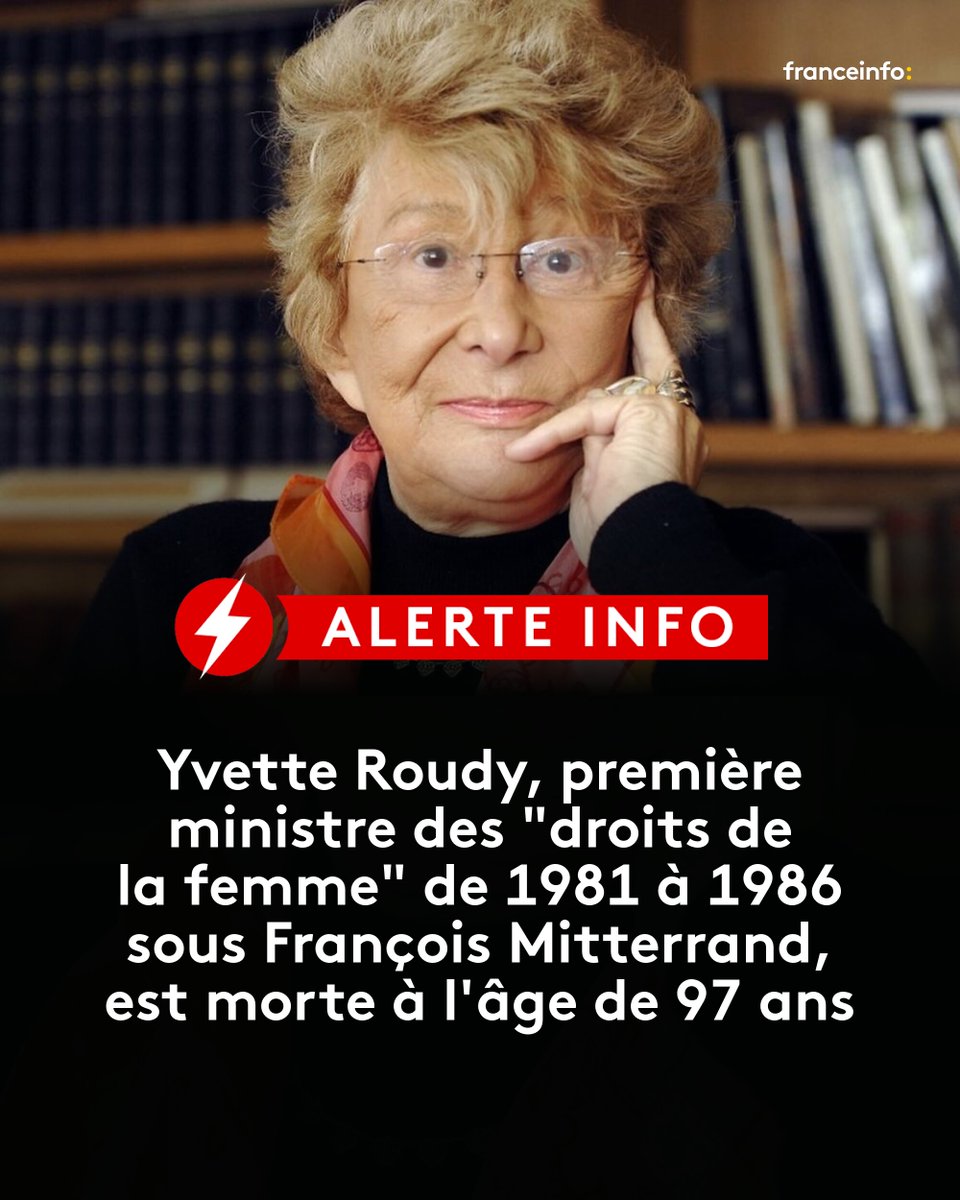 franceinfo's tweet photo. ALERTE INFO - Ministre lors du premier mandat de François Mitterrand, elle fit voter le remboursement de l'IVG et laissa son nom à la loi de 1983 sur l'égalité professionnelle entre les hommes et les femmes.
➡️ https://t.co/7Rg21Cvomx https://t.co/QVzRnu6kAU