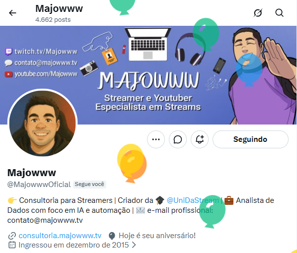Chora_BR's tweet photo. E subiram os balões no perfil do @MajowwwOficial !
Parabéns! 🎂 https://t.co/qr3pznAS7U