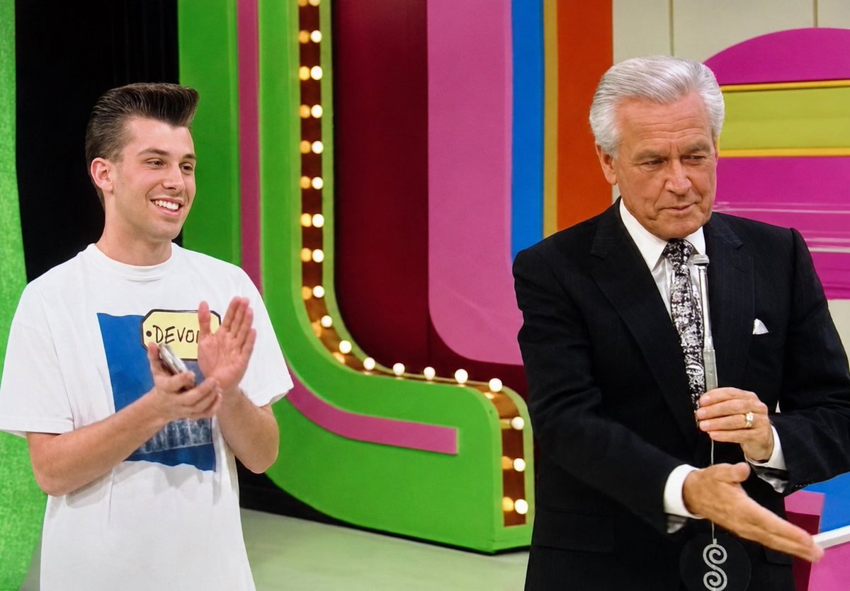 DevMichaelJones's tweet photo. This made me 🤣. A friend from high school sent this image to me last night as he was flipping through channels. I guess my rerun from when I was 18 on the Price is Right was airing. This was such a fun memory, and being able to meet Bob Barker was a childhood bucket list item. https://t.co/iraozFeJFl