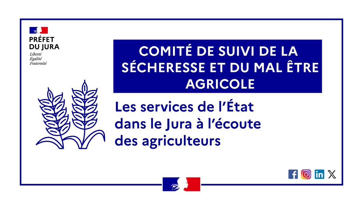 Image de Préfet du Jura - 🌱 L'État à l'écoute du monde agricole
Face à une sécheresse 2026 inédite par sa durée et son inten