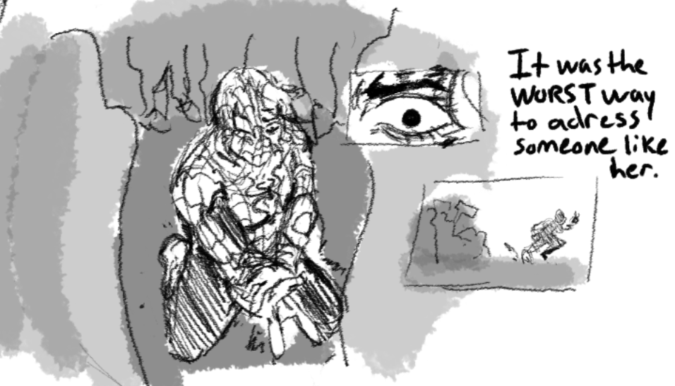 lAZUliLudicrous's tweet photo. "Low Point."

A Petra Parker comic.
TW for themes of transphobia and depictions of violence.

1/3 https://t.co/CVfeJ81yid