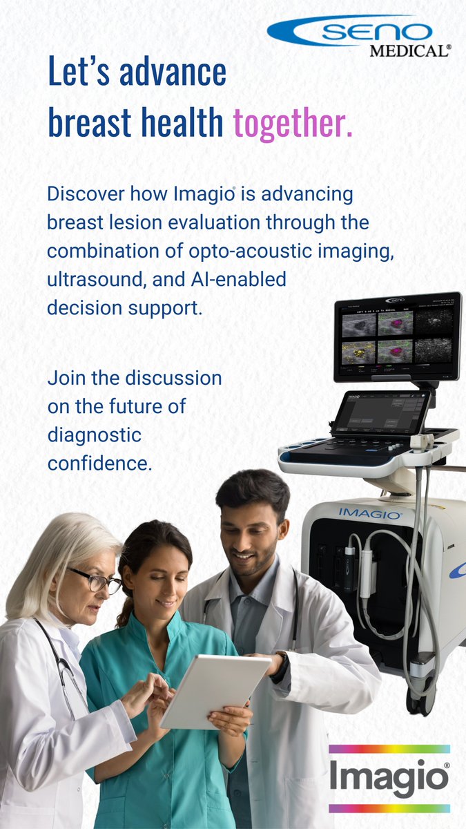 senomedical's tweet photo. As breast cancer screening guidelines continue to evolve &amp; debate when &amp; how to screen, one thing is clear: when a mass is found, radiologists need the best possible tools to characterize it accurately. 

Imagio® steps in at the diagnostic stage adding functional insight. https://t.co/zfW5WFA4VR