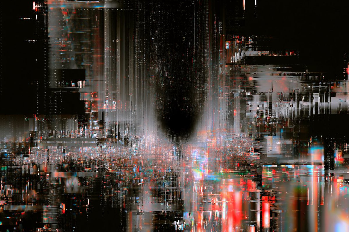 PostMalevich's tweet photo. A black hole reimagined through a contemporary digital lens. A massive dark center pulls everything around it into distortion, noise, light, and fragments of a collapsing city. This is not a traditional image of space.
#metamodern #postmalevich #midjourneyv82 #postsuprematism https://t.co/8hC3o97Djk