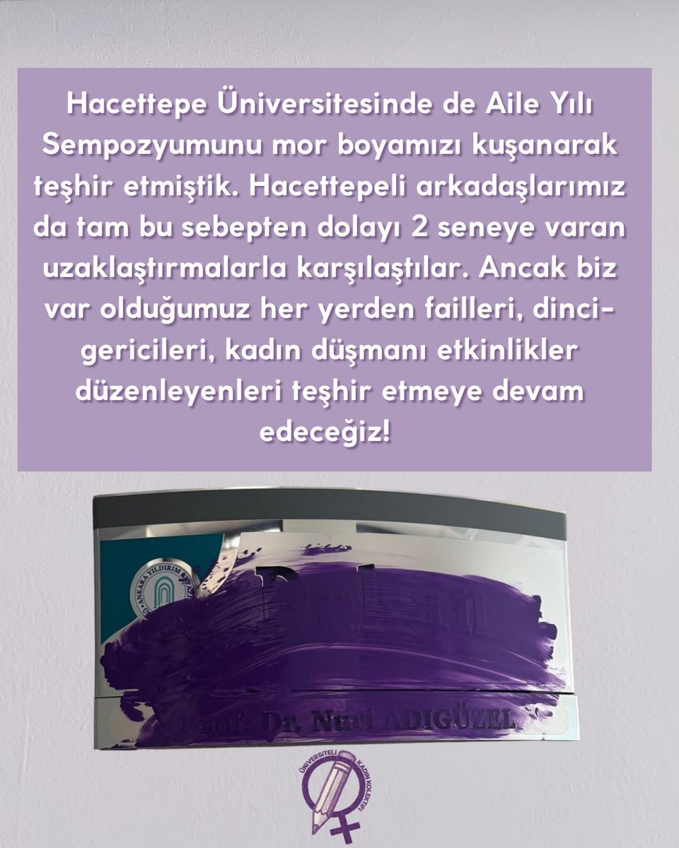 kadinkolektfi's tweet photo. Ankara Yıldırım Beyazıt Üniversitesi’nde Ensar Vakfı üyesi akademisyen Nuri Adıgüzel’i teşhir eden arkadaşımıza 1 dönem uzaklaştırma talep ediliyor! 

Kadın düşmanlarının, gericilerin kampüslerimizi kendi oyun alanları haline getirmelerine izin vermeyeceğiz. Güvenli kampüs talebi suç değildir. Arkadaşlarımız derhal kampüslerine geri dönsünler!