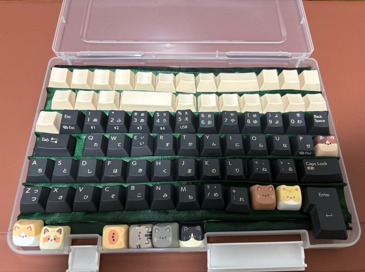 tee_limonade's tweet photo. 東プレ軸のキーキャップが市販のキーキャップケースに入らなかったので、キーキャップケースを自作
整理収納アドバイザーたるもの、足りない収納は自分で作るんじゃ https://t.co/Off7SE6BEu
