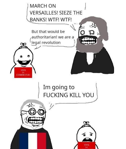 Leastestofthe's tweet photo. Reading about the Paris Commune has me screaming like Marx in this meme and I am JUST at the beginning https://t.co/1dleJBLnUv