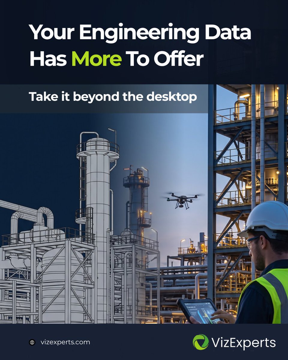 VizExperts's tweet photo. Your engineering data has more to offer than just sitting on a desktop. 💻➡️🏭

With VizExperts digital twins, convert static CAD into live tools for operator training, plant inspection &amp; maintenance. Make your data operational.

#DigitalTwin #Industry40 #VizExperts #IndianFirst https://t.co/dBehToECLT