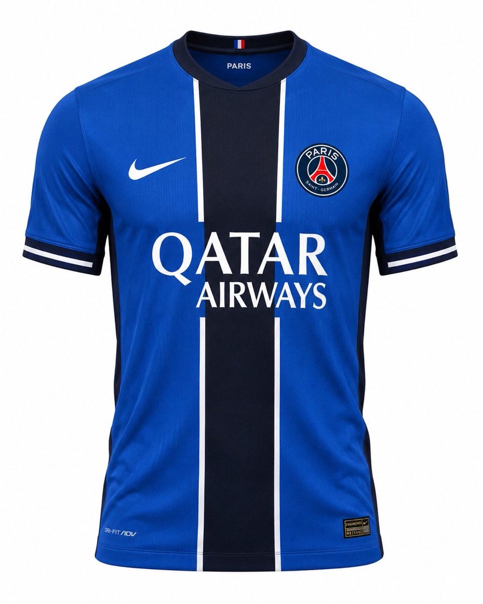 MookieBarbu's tweet photo. 🚨 Selon les infos, voici à quoi pourrait ressembler le maillot domicile du PSG 2027/2028.

Vous validez ? 👀🔴🔵
Quelle note sur 10 ? ⬇️ https://t.co/Tiph7NrQoI
