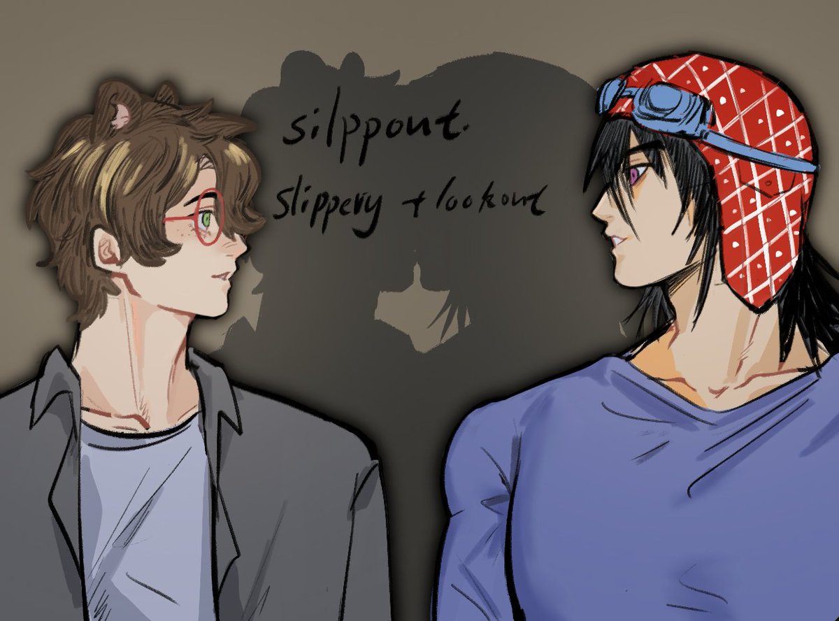 panpan3a's tweet photo. slippery：月色真美啊，
lookout：是啊…
（这是我姐姐画的 slippout，希望大家可以喜欢她的画作）
#lookout3d #slipperyhc #potpcpot #mcyt https://t.co/XNkwOap5Hn