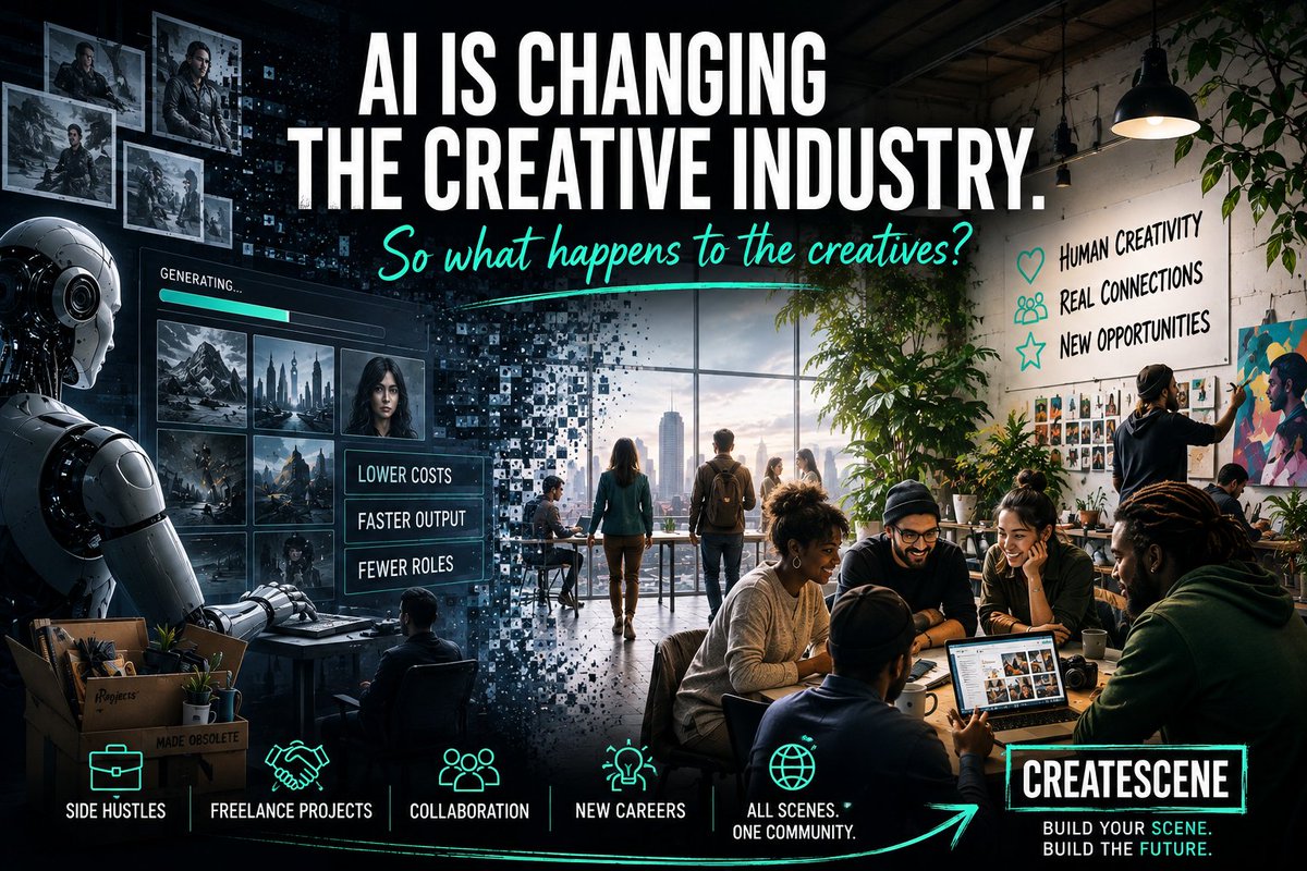 createscene's tweet photo. I wrote an article about how AI is changing the creative industry and why we built CreateScene.

I think its a really valuable insight from a creative's perspective, especially as the #AI topic is becoming more and more unavoidable.

https://t.co/Rk3XZ08WHQ

#ai #artist #AIart️ https://t.co/sczZPgOIb4