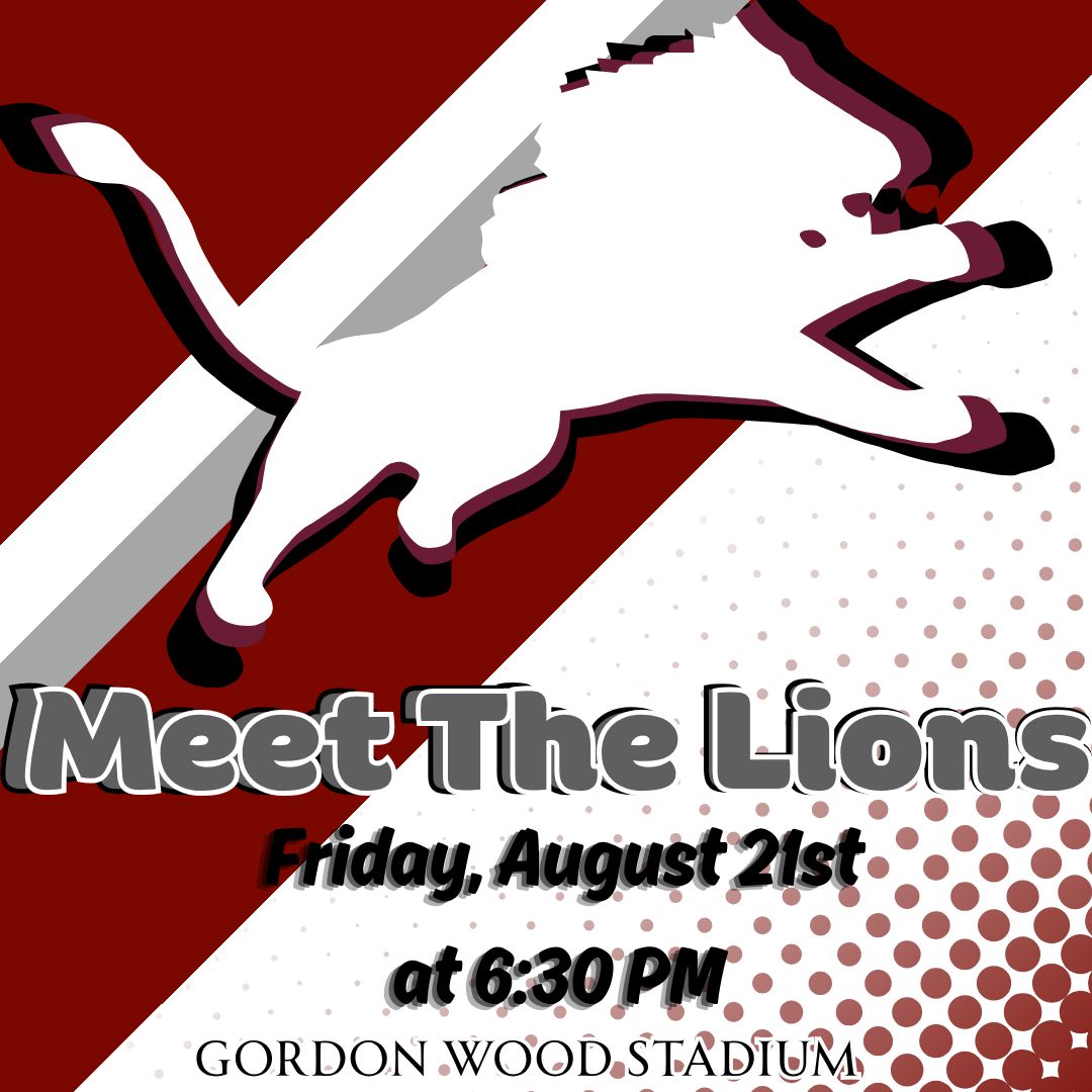 bwdisd's tweet photo. Meet The Lions on Friday, August 21st at Gordon Wood Stadium. Concession stand opens at 5:30 PM with a burger dinner. Main event begins at 6:30 PM. Celebrate student athletes, band, cheerleaders, Lionettes, and more. #bwdpride #meetthelions #gordonwoodstadium #backtoschool2026 https://t.co/hG9TcqVnHd