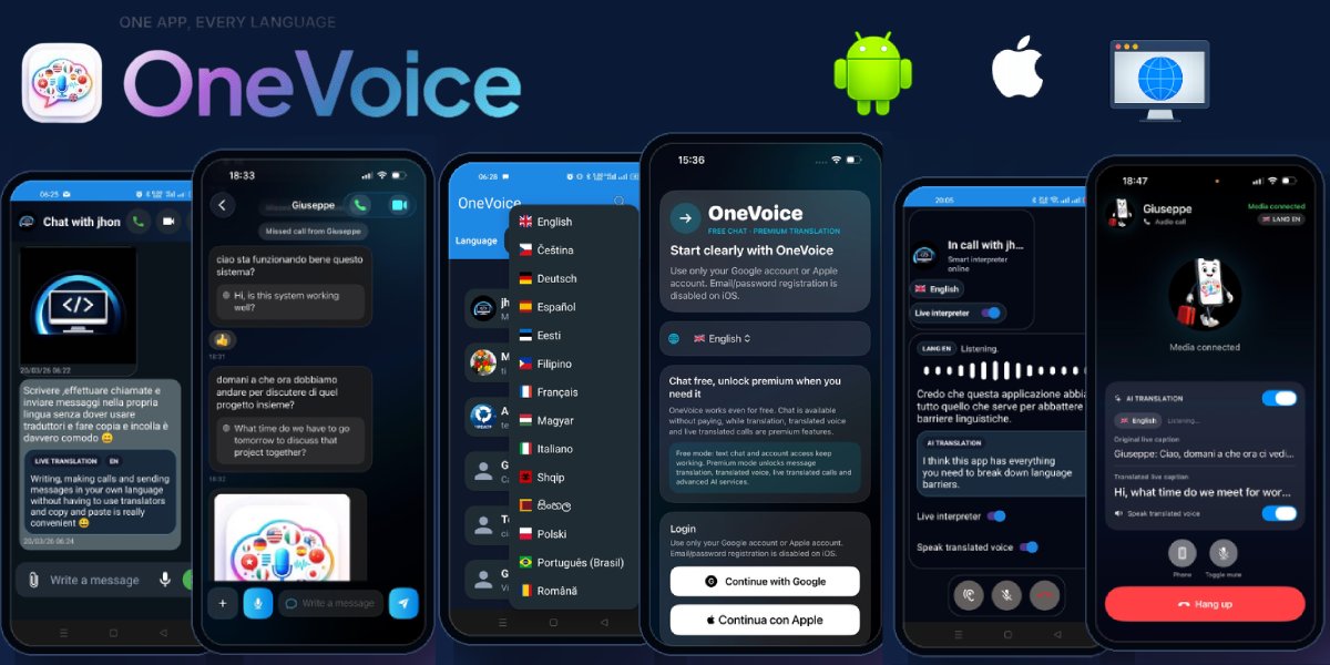 ermeslogic's tweet photo. Speaking different languages shouldn’t stop a conversation.🌍
With OneVoice, you can chat and make voice or video calls with translated subtitles and AI-powered voice support.
Available on iPhone, Android and Web
Discover OneVoice: https://t.co/wZXdRSNdmo
#OneVoice #AITranslation https://t.co/dvBMdPWL9d