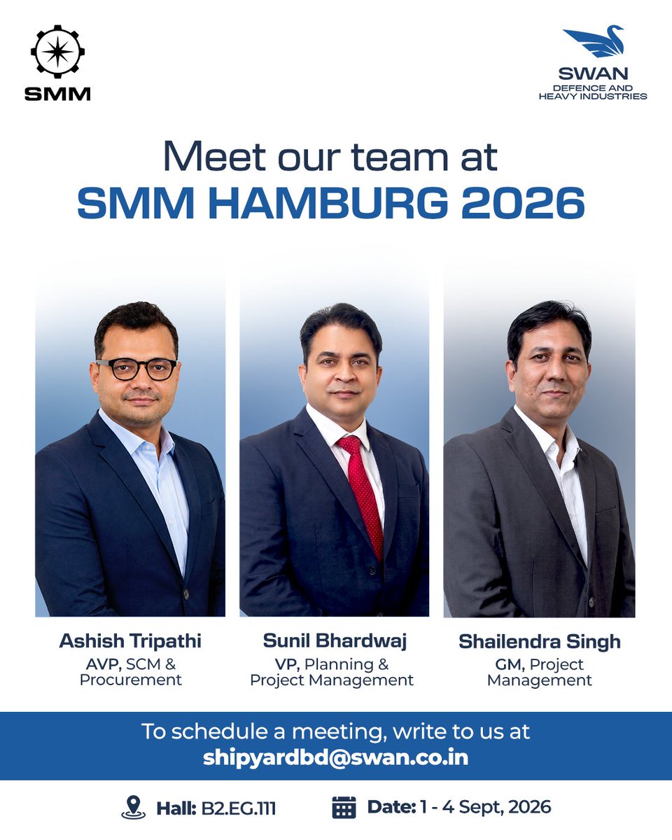 SDHI_Updates's tweet photo. #DelegateAnnouncement

We at SDHI look forward to connecting with industry leaders and partners, exploring new opportunities across supply chain and project management at SMM Hamburg 2026.

See you at:
📍 Hall B2, Stand EG.111
🌐 https://t.co/xbG6gyLyEf

#SDHI #SMMHamburg2026 https://t.co/4vaAIFQBQH