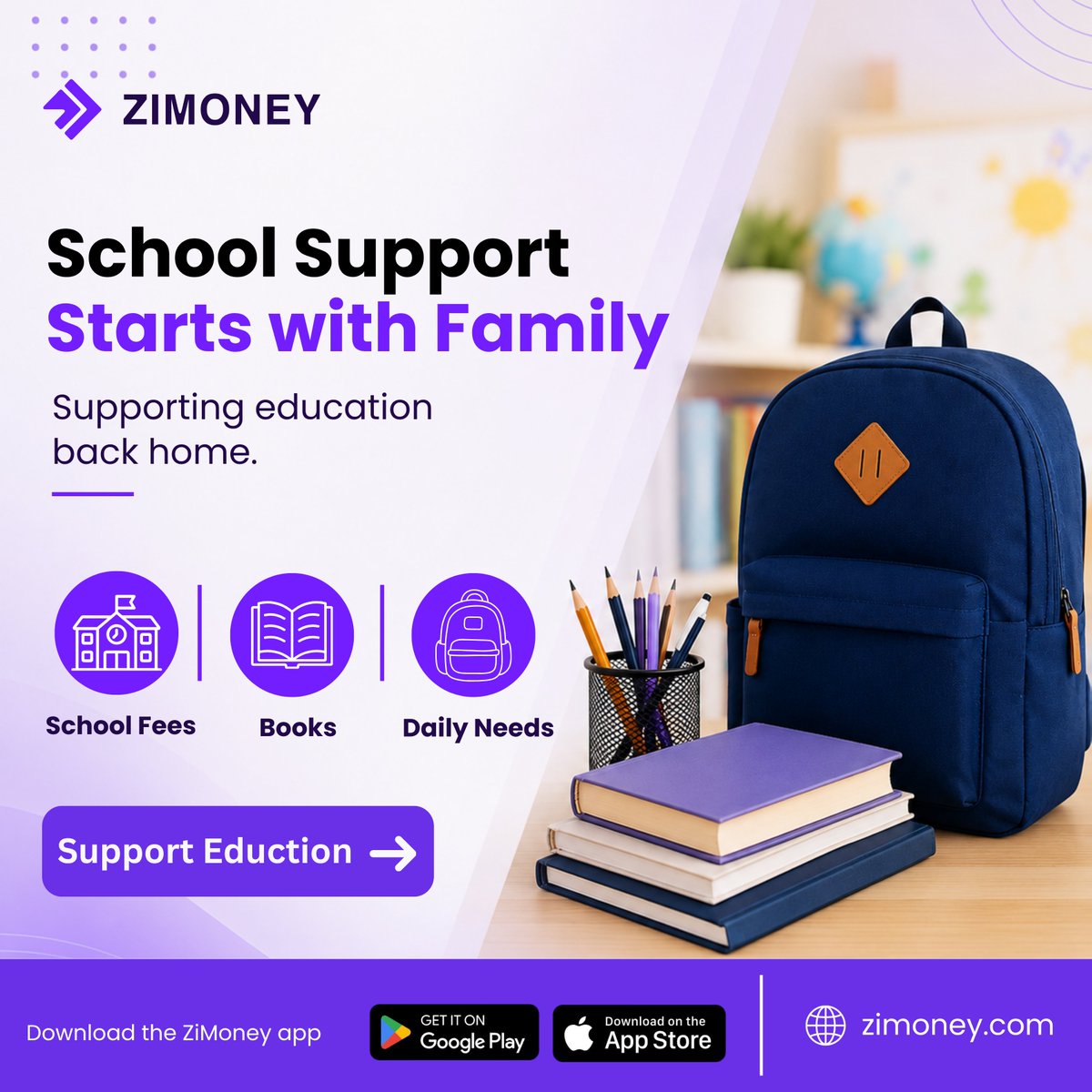 zimoneyapp's tweet photo. Support education back home with ZiMoney—from school fees and books to everyday learning needs.

#ZiMoney #SchoolSupport #SendMoneyHome #EducationSupport #FamilySupport https://t.co/bNXD7ndbmI