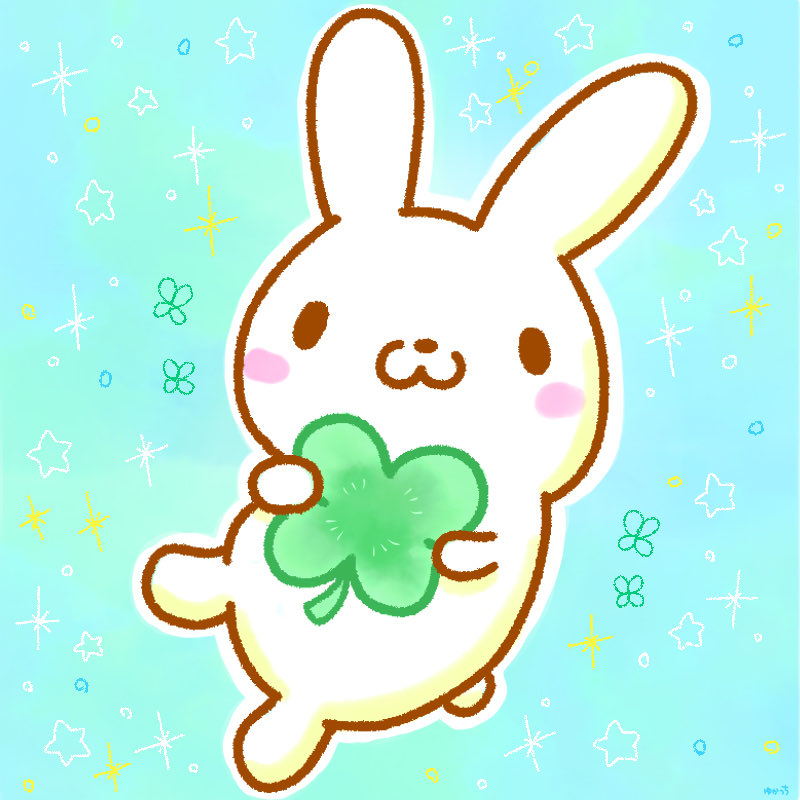 yukatuchi3's tweet photo. 幸せクローバーとうさぎさん🍀🐰
#イラスト　#クローバー　#うさぎ https://t.co/yJwJnENF6B