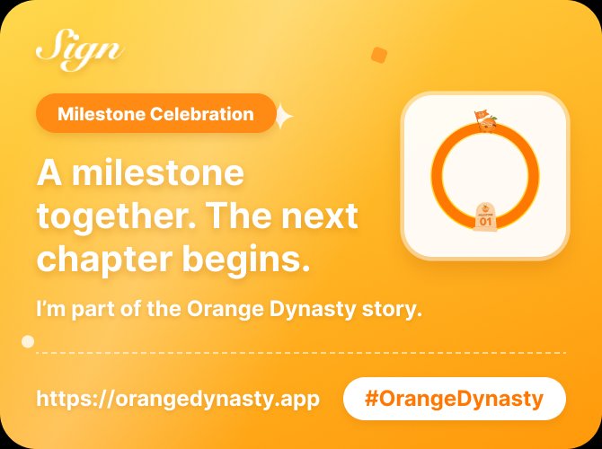 0xAchlys's tweet photo. A milestone together. The next chapter begins.
I'm part of the Orange Dynasty story.

https://t.co/hFe2foOBR6

#OrangeDynasty
https://t.co/kk2w3Fac3Q https://t.co/OiIZQEGG74