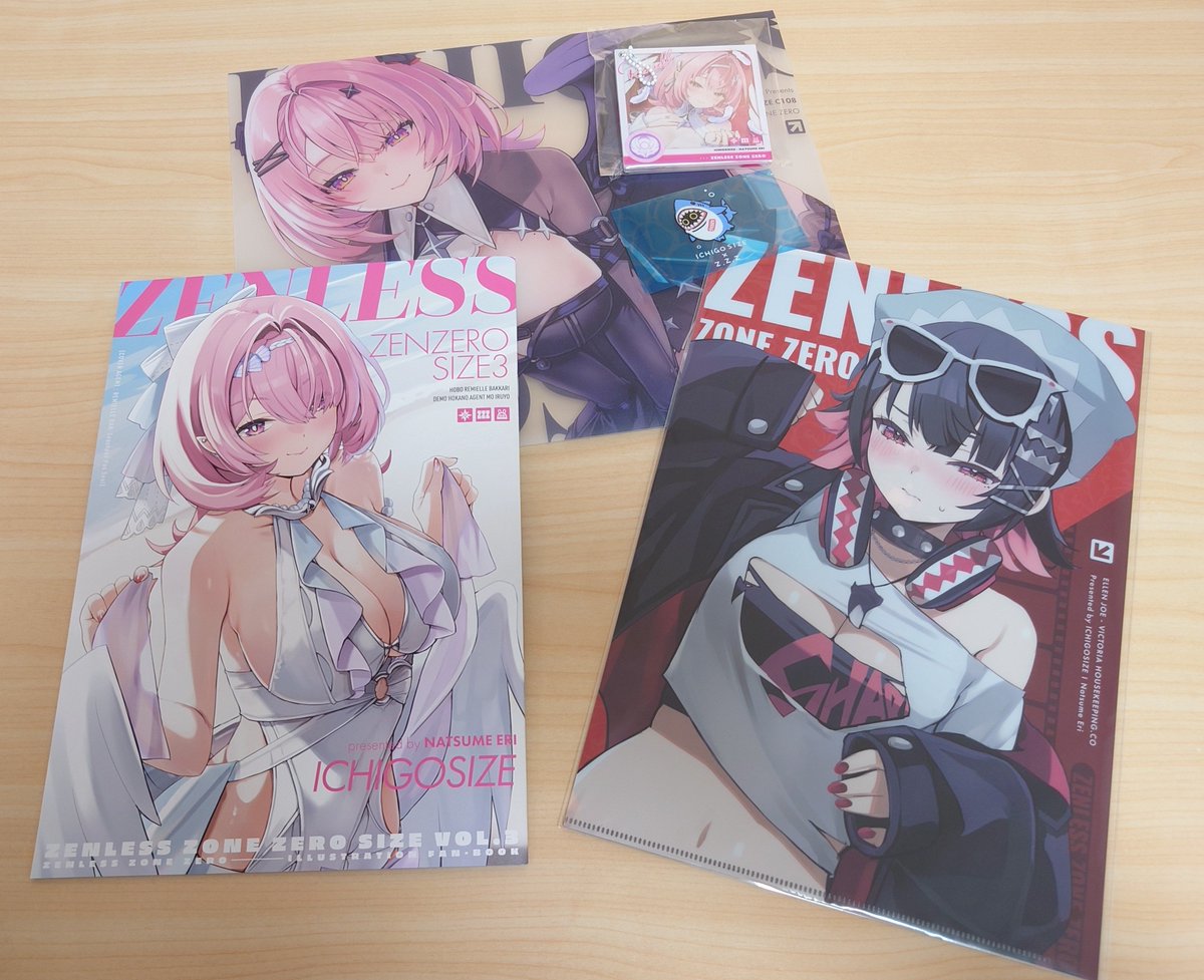 AiWrem's tweet photo. 【C108戦利品紹介その9】

なつめえり先生(@erisize)のゼンゼロ本セット

白いレミエールさんも黒いレミエールさんもエロ可愛いです。何より彼シャツ？レミエールさんが最高超えて至高
エレンも良すぎる、あまりにも良すぎる…！
予算足りずで買えなかったエレンシャツをBOOTHで買うかすごく悩む！！ https://t.co/xxkTaoki1L