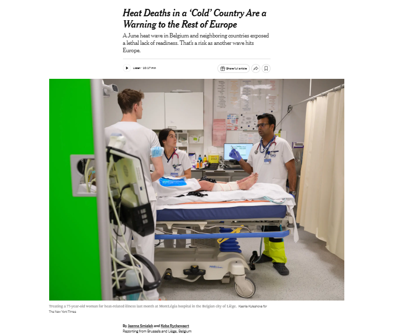 unessabe's tweet photo. The New York Times s'est penché sur la canicule de ce début d'été en Belgique et ses conséquences dramatiques. Le quotidien US y voit un signal d'alarme pour toute l'Europe et a notamment interrogé @drphildevos, DG d'UNESSA : https://t.co/OPPIvaYMay https://t.co/jFZMgobHZq