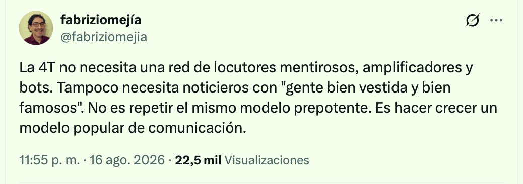 goliveros's tweet photo. Lo dice alguien que trataba con la punta del pie a sus colaboradoras en La Jornada, tiene obras llenas de impresiones y es reconocido plagiario 

Ah! Y comentarista estelar del Once

Si no creció más que en ese rango, no fue porque se menospreciara el talento que posee, sino porque los defectos eran mucho más grandes que sus virtudes 

Y, además; adolece del virus autoritario de ser un cobarde que no debate. 

Sabe que pierde