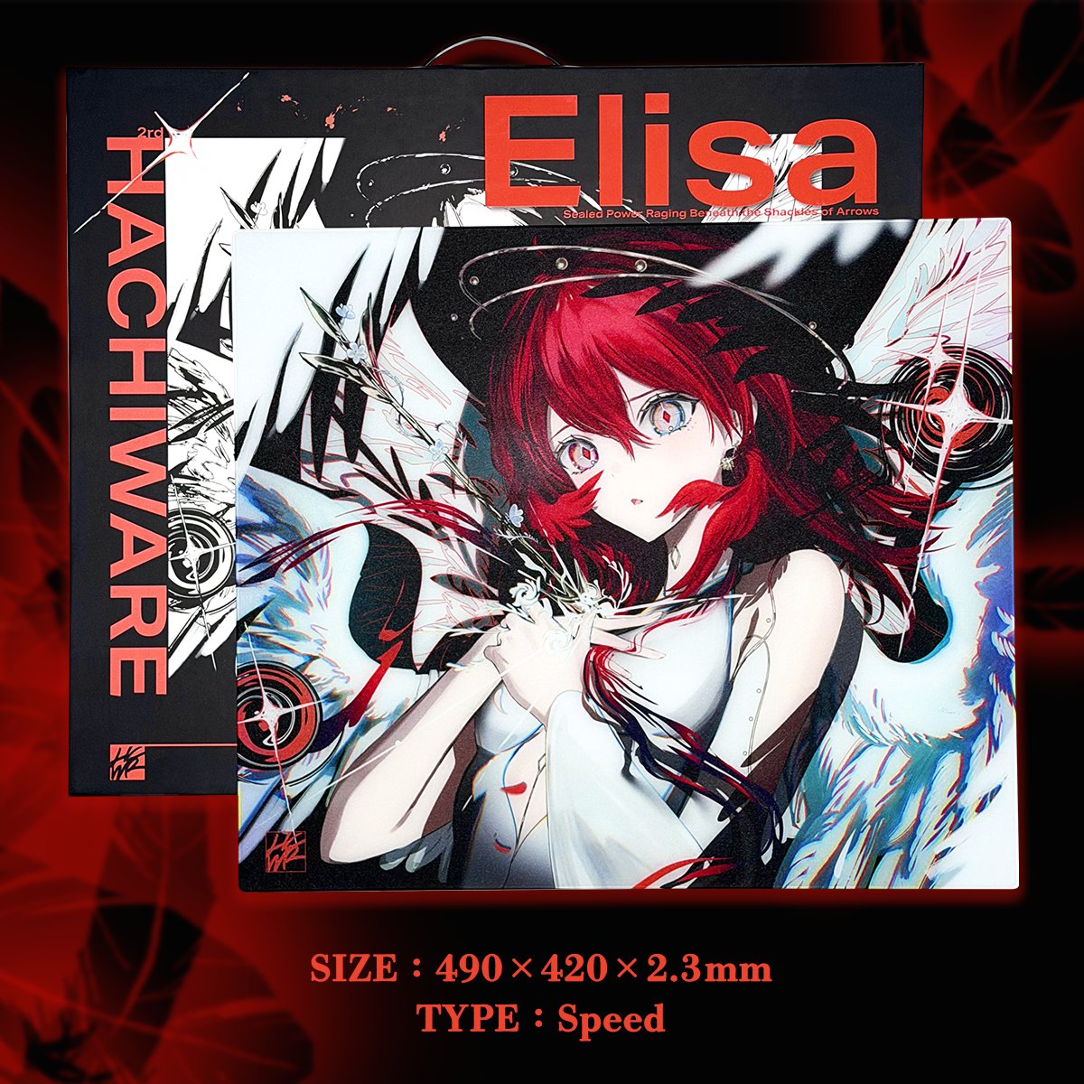 Rabbit0_r's tweet photo. 【 予約受付開始🎉】
Hachiware Gaming 
Elisa ガラスマウスパッド

￥15,800-

SIZE：490 × 420 × 2.3mm 
TYPE：Speed

赤と黒のコントラスト。
一瞬で目を奪われる、圧倒的な美しさ

アートワークだけでなく、
シルキーで軽快なサーフェスを���用✨