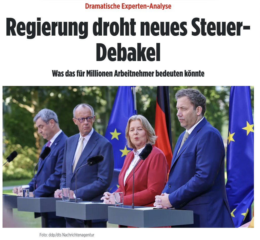 mario_lochner's tweet photo. Stehen wir schon am Kipppunkt? Das Problem von inkompetenten und gierigen Politikern: Wenn sie die Steuern immer weiter erhöhen, dann sinken irgendwann die Steuereinnahmen – weil weniger gearbeitet und investiert wird.

Merz und Klingbeil sollten mal nach der "Laffer-Kurve" googeln und sich klarmachen, dass die Einnahmen sogar steigen können, wenn sie die Steuern senken und die Leute mehr im Geldbeutel haben – und die Konjunktur anspringt...