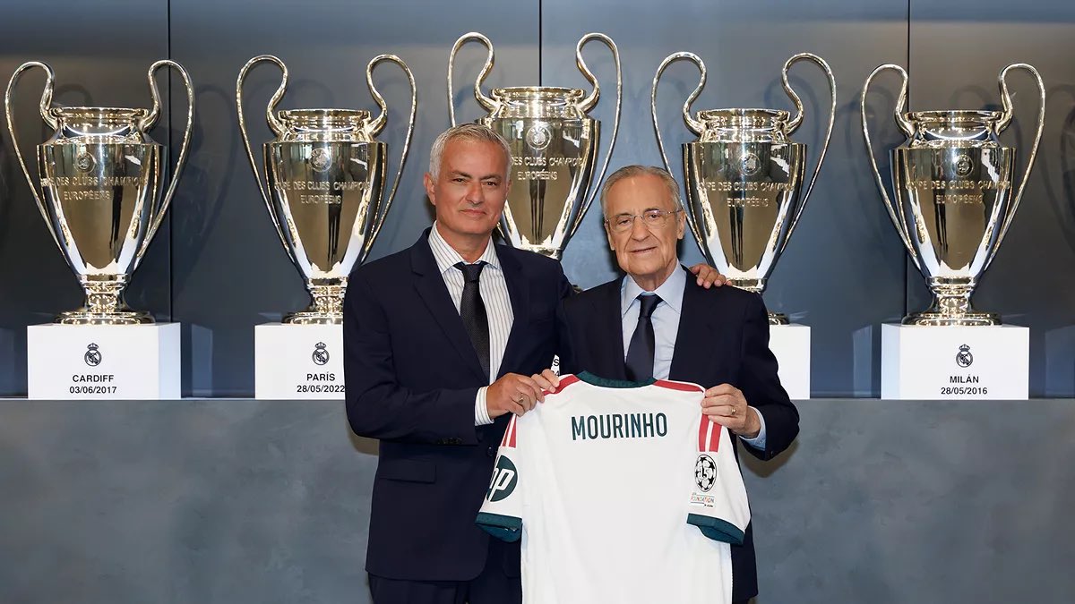 JacobsBen's tweet photo. Jose Mourinho officially presented as the new Real Madrid coach on a three-year contract.⚪️ https://t.co/iKPVpMbxce