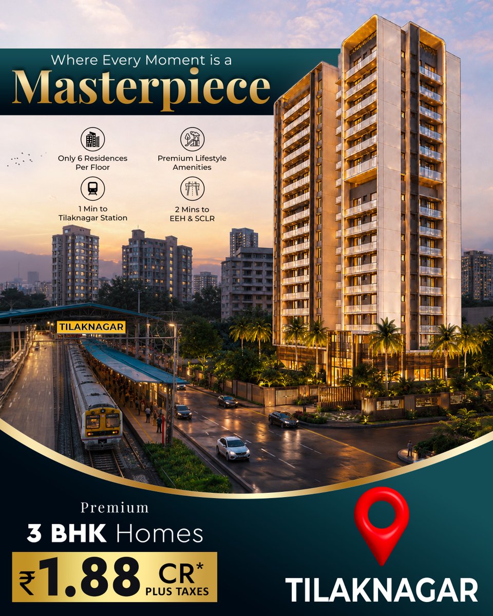 PropEarth_LLP's tweet photo. 🏡 Premium 3 BHK Homes in Tilak Nagar | Luxury Living at ₹1.88 Cr*💎

✨ Discover premium 3 BHK apartments in Tilak Nagar with lifestyle amenities, excellent connectivity and a prime location. ⭐
.
#Tilaknagar #NaviMumbaiHomes #3BHK #LuxuryLiving #RealEstate #Realtor https://t.co/DmC3m1g6SS