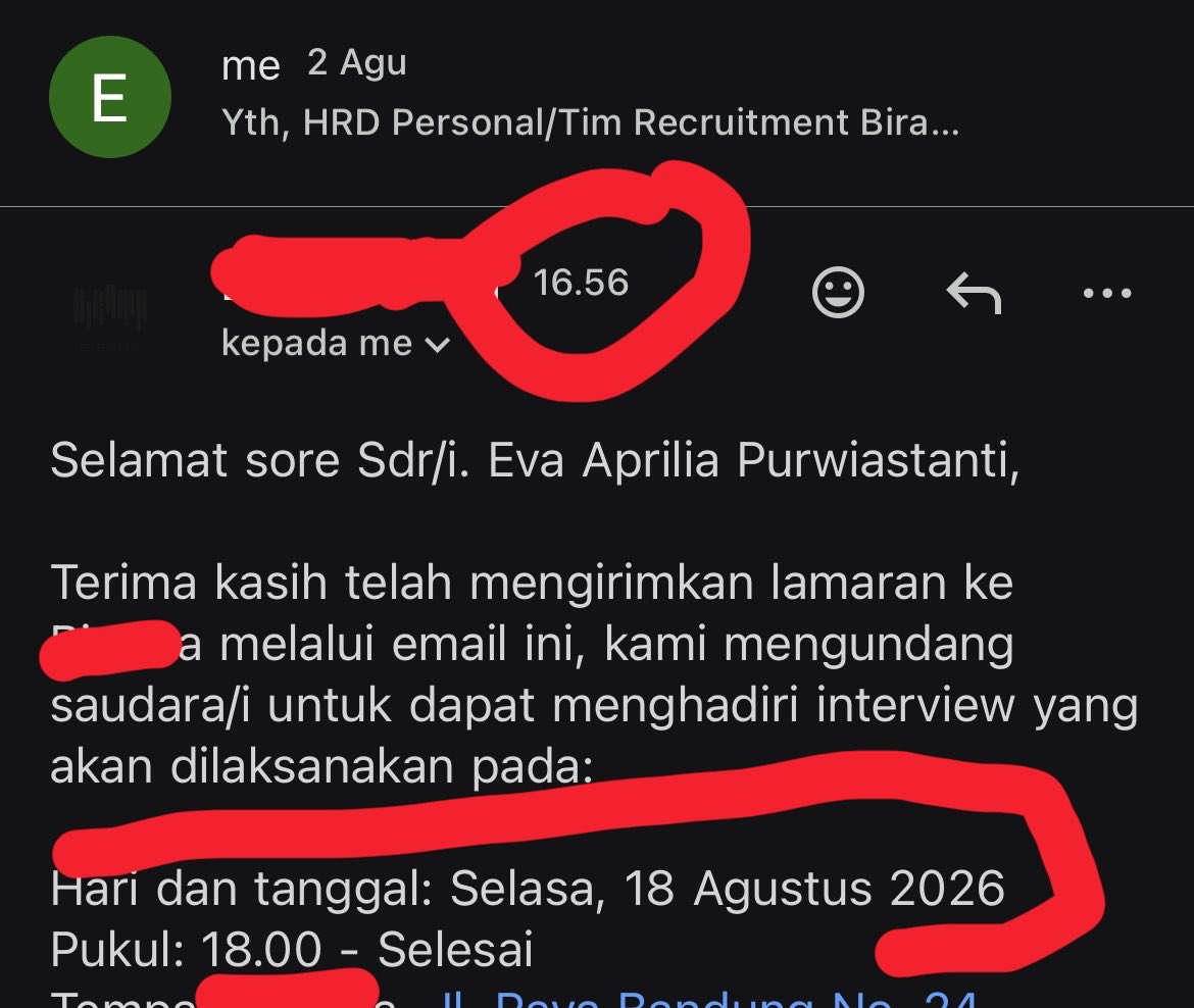 bgstfcku's tweet photo. Makin gila ini team recruitment gmna si masa gue diundang interview h-1jam yg bener aja kocak https://t.co/SIBkPXA42w