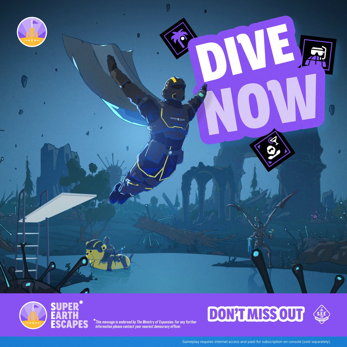 helldivers2's tweet photo. Recharge your batteries and discharge justice upon the Voteless. 

Super Earth Escapes is proud to announce a new package: Proliferation of Democracy! https://t.co/f6393t08Yy