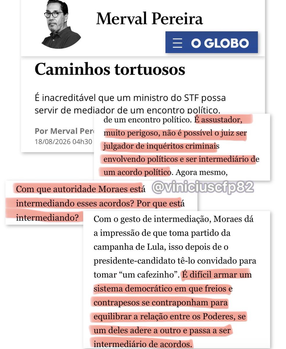viniciuscfp82's tweet photo. Parece que o Merval Pereira está desesperado com o que se transformou Moraes. https://t.co/6jyLfcYeju