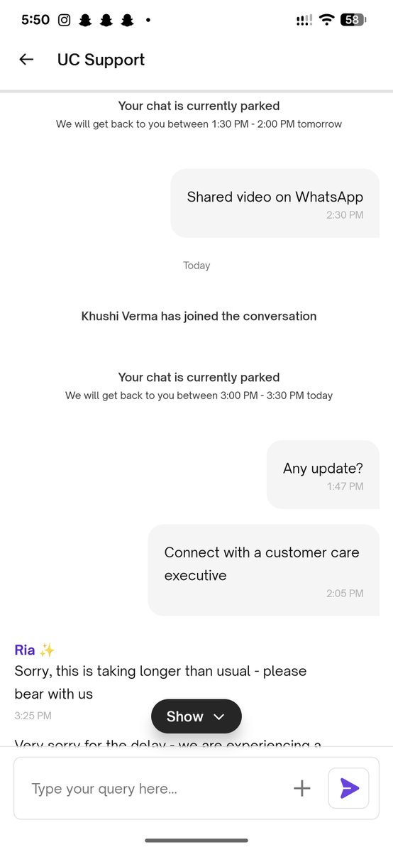 SamarthKumar25's tweet photo. @UC_Assist Check these screenshots. I am left hanging on the support chat. https://t.co/8SPdHk6tXd