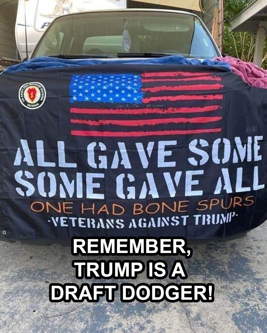 Flagman003's tweet photo. #donaldtrump #bonespurs #veterans #somegaveall #trump https://t.co/bFFPM6OWUP