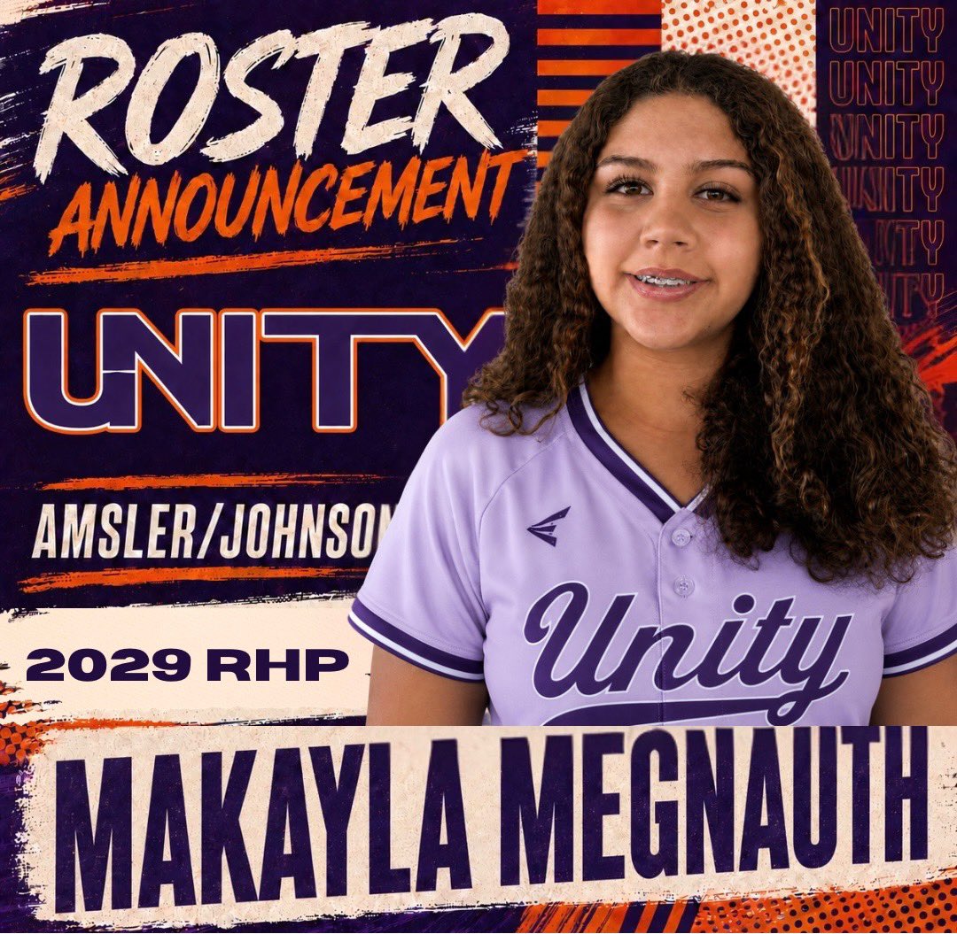 unityAJ16u's tweet photo. 🔥 Adding another arm to the circle!

Excited to welcome @makaylamegnauth to Unity Amsler/Johnson 16U! Ready to see her compete, bring the heat, and make an impact in the circle. 💜🧡 https://t.co/Kt6d2eG1CS