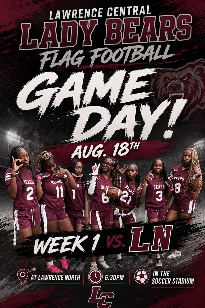 agoodenjr3's tweet photo. 🚨GAME DAY!🚨
Week 1 at LN
Come show your love and support for the Lady Bears Flag Football squad!
@lcladybearsffb
#LCBears🐻 https://t.co/iwM5h98Nnq