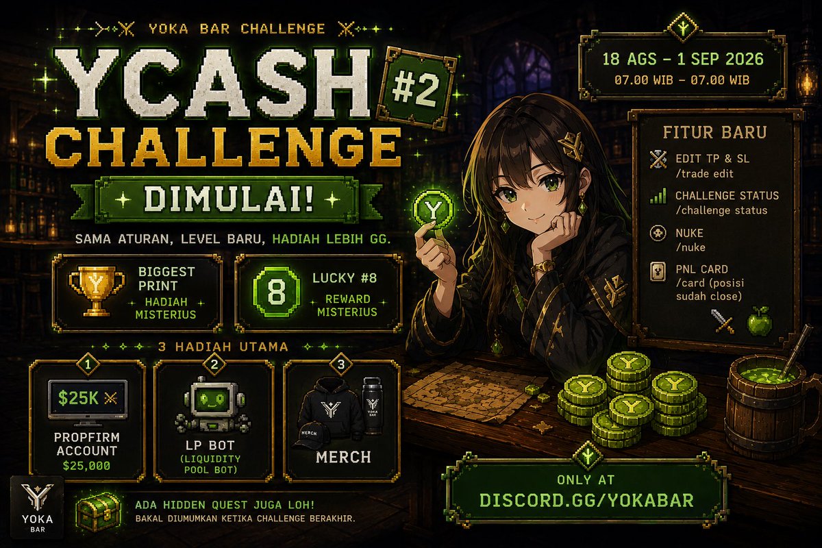 YokaBar_'s tweet photo. THE ARENA IS OPEN AGAIN.

YCASH Challenge #2 resmi dimulai!

3 hadiah utama, 2 mystery rewards,
dan 1 hidden quest. https://t.co/ueJp6UsCYM