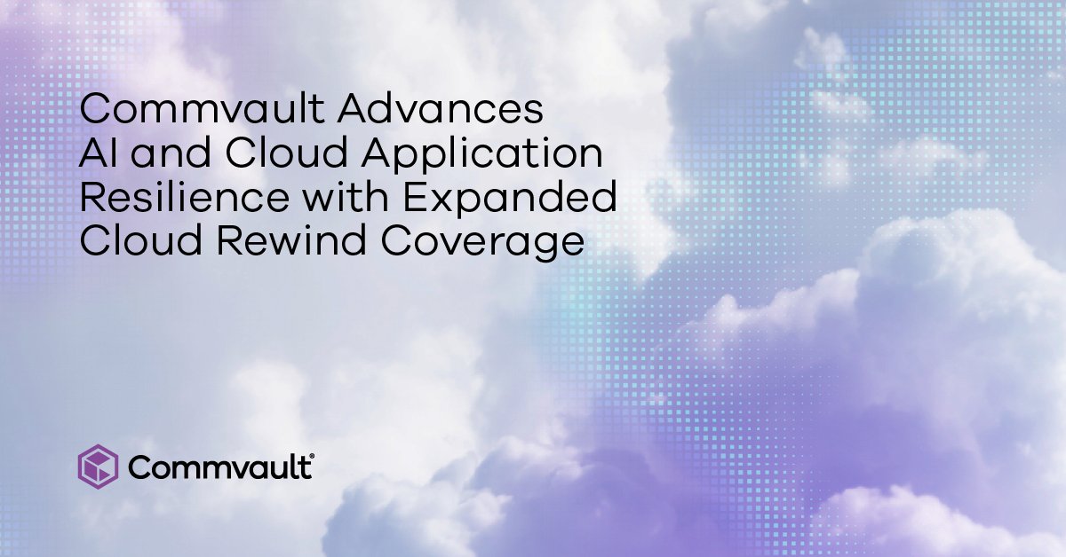 Commvault's tweet photo. Cloud recovery is more than recovering data.

We’re expanding Cloud Rewind coverage for Microsoft Azure to help organizations recover cloud applications – including the infrastructure, configurations, and dependencies that keep them running.

Read release: https://t.co/PJJZ9L85ng https://t.co/a4uQuxCUwX
