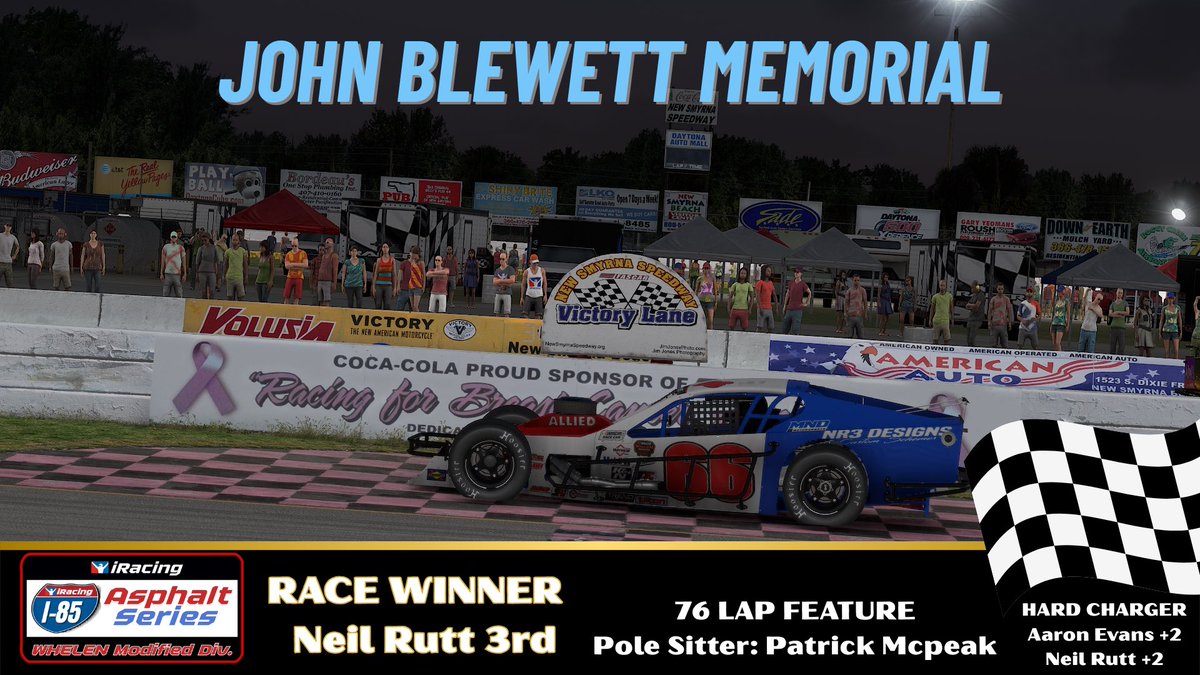 i85Asphalt's tweet photo. Race #1 is in the books for Season 4 of the I85 Modified Division. We saw a thrilling battle between Rutt and McPeak all race long. With Rutt taking the Victory at the of the 76 Lap Main Event. 
Check out some Highlights from the feature event https://t.co/sWPFDqQ9G3