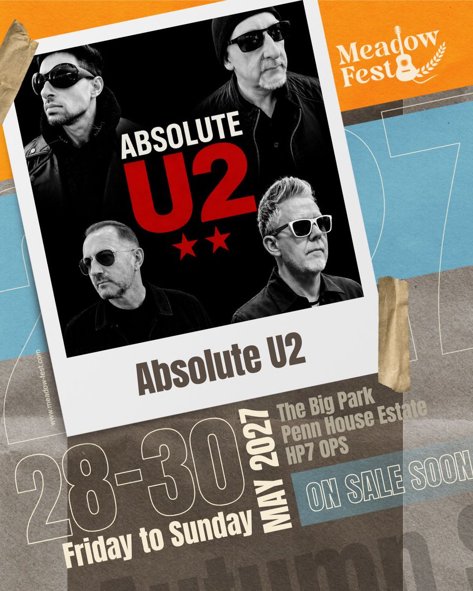 meadowfestlive's tweet photo. Absolute U2 are joining the Meadow Fest lineup.

Four decades of anthems. Where The Streets Have No Name, Pride, One, Beautiful Day and more.

Built from the ground up, not an impersonation.

Who's ready to sing every word?

#MeadowFest #AbsoluteU2 #FestivalSeason https://t.co/z3u0tb0PAg