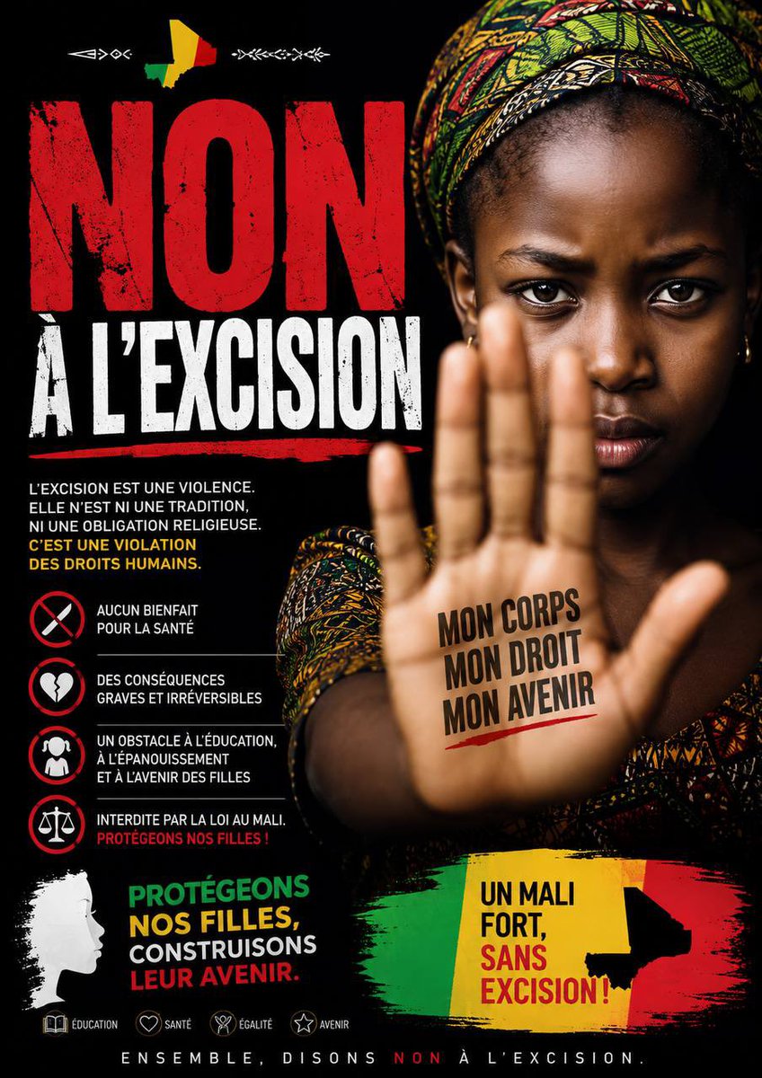 Houdini555's tweet photo. L’excision n’est ni une tradition à préserver, ni une obligation religieuse. C’est une violence faite à nos filles. Protégeons-les et combattons tous ceux qui la prônent ou la soutiennent. 

NON À L’EXCISION. https://t.co/TI4CMThsTR
