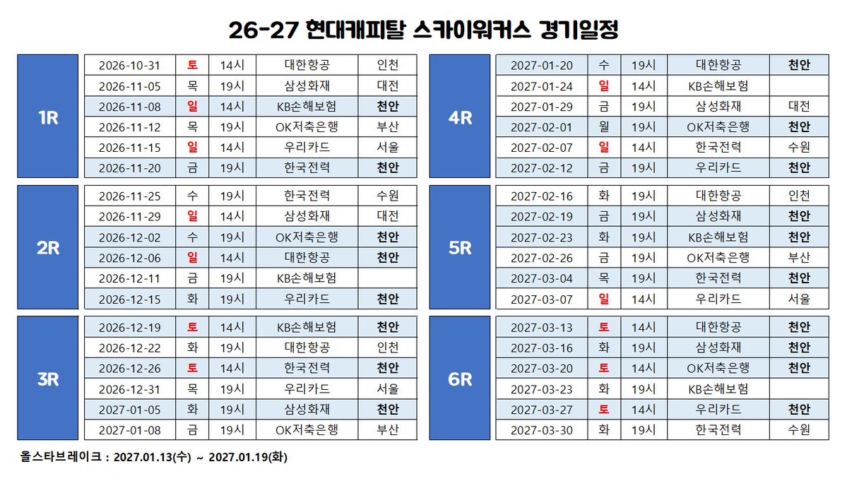 7zzangfan's tweet photo. 26-27시즌 V리그 현대캐피탈 경기 일정 ~~ https://t.co/k8rAZzfiPW