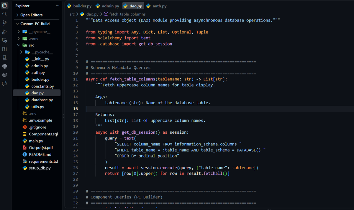 Kunal_Sambyal's tweet photo. Refactored the older project
- Migrated from mysql-connector to async SQLAlchemy
- Refactored ~1,100 lines from a single https://t.co/29hPCOfekC into separate modules https://t.co/cgn8QYsKBC