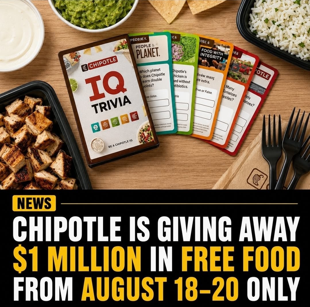 dealvets's tweet photo. CHIPOTLE IQ GOES LIVE AT 9AM ET 🚨

Play daily Aug 18–20 from 9AM–8:59PM ET for FREE Chipotle prizes

Score 5/5 to win, prizes restock every hour, ONE try per day

Be ready, we’re cooking this 🌯

https://t.co/waDJ4dIxDs https://t.co/0ojm6FG87G