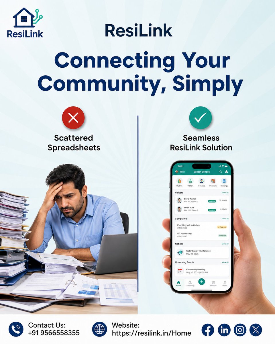 resilinkoff's tweet photo. 🏢 Smarter Communities Start with ResiLink!

✨ Manage Your Community Better:
🔹 Digital Visitor Management for safer entry
🔹 Secure Resident &amp; Property Information

📞 Schedule Your Free Demo: 9566558355
🌐 Visit: https://t.co/MiuSXrOgml
#ResiLink #SocietyManagementApp #Society https://t.co/aCW0THCA4n