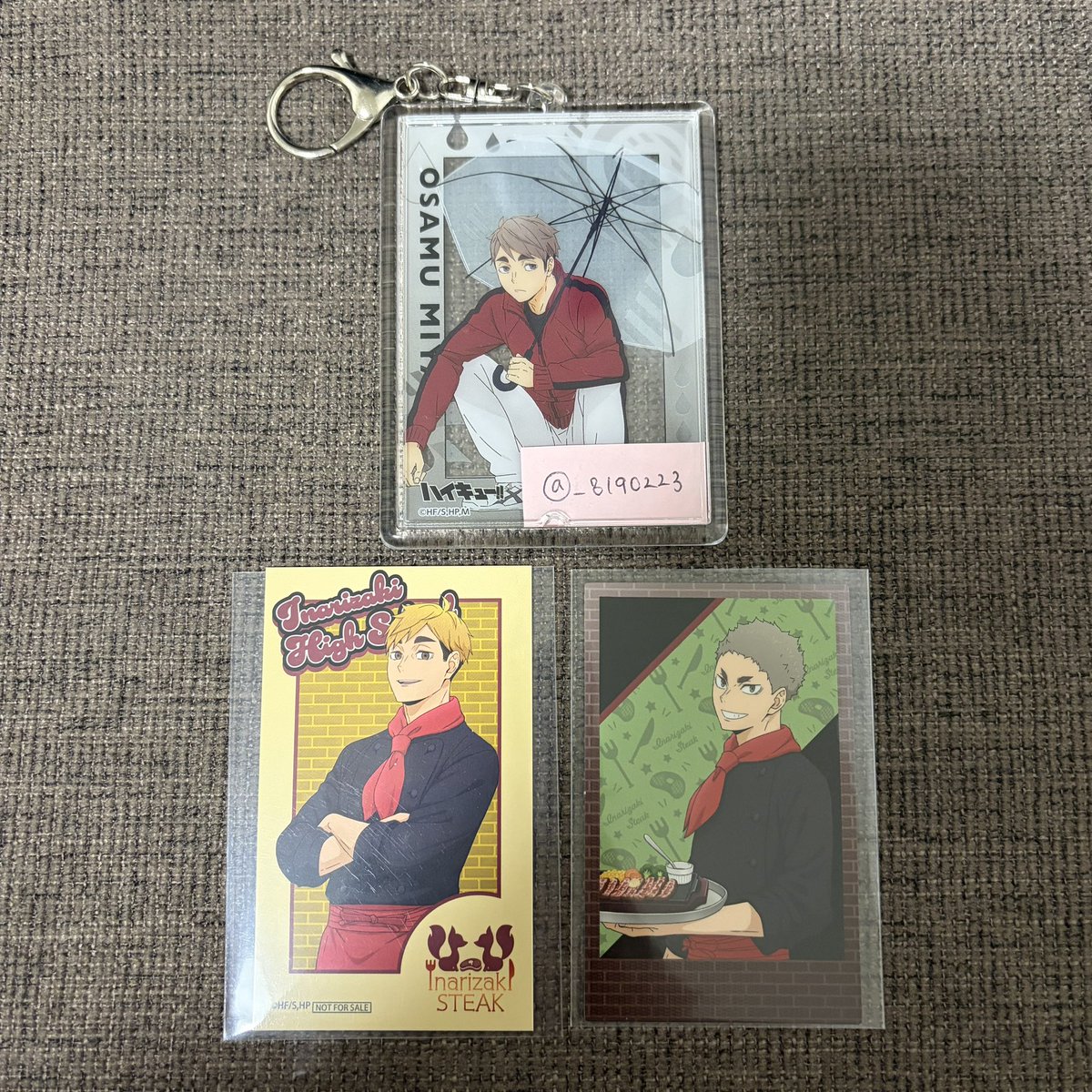_8190223's tweet photo. 🌼交換希望
ハイキュー　いきなりステーキ

譲：第2弾　特典ビジュアルカード　宮侑
　　ポラショットコ��クション　銀島
求：第2弾　特典ビジュアルカード　宮治
　　ポラショットコレクション　宮侑or宮治or北

＊郵送or大阪(梅田)手渡し

1点からでもお気軽にお声掛けください🙇‍♀️ https://t.co/dT55f9dLlo